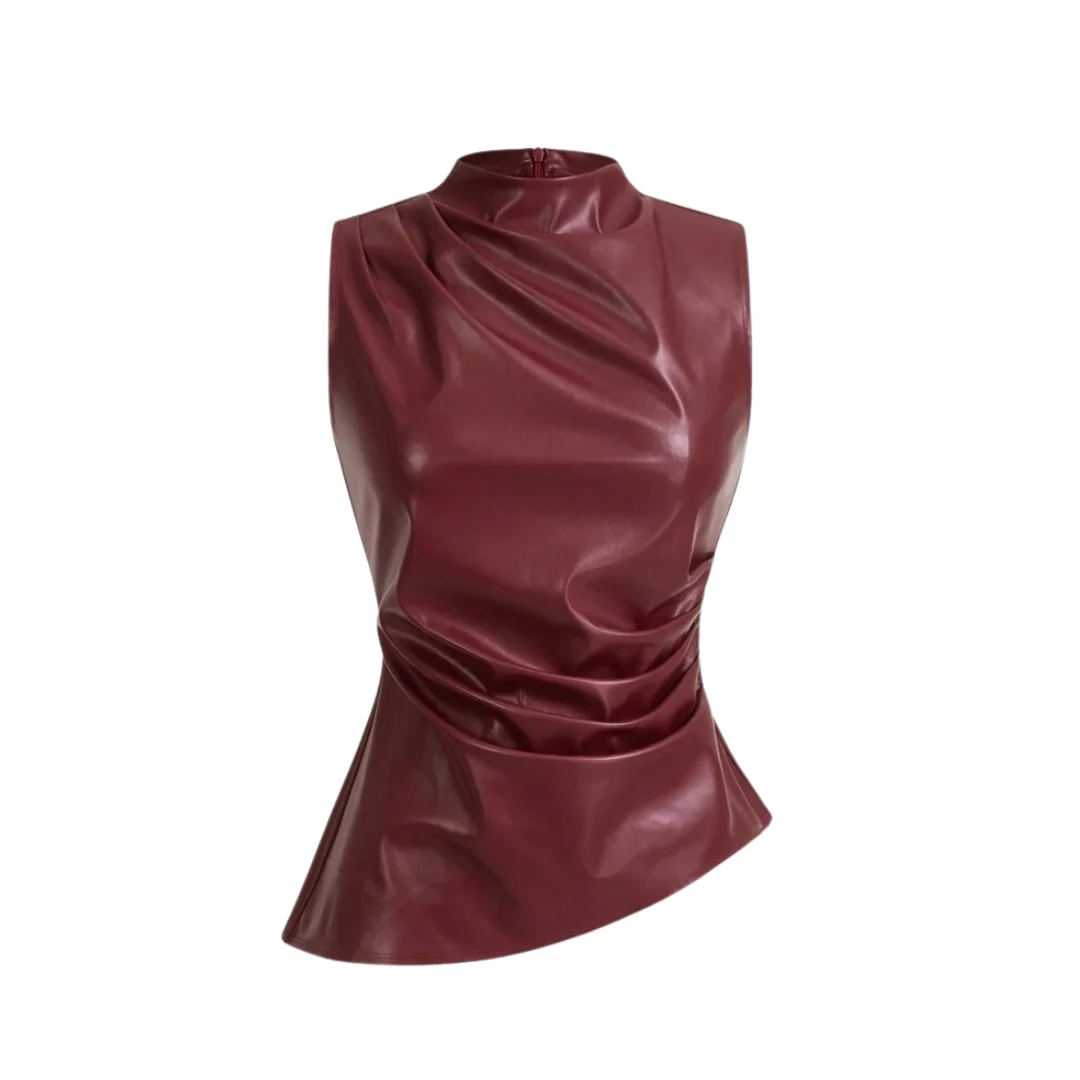 Burgundury Mira Shine Leder Top